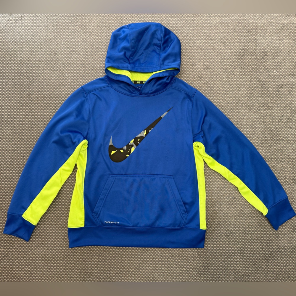 Nike Kids Hoodie in Blue and Neon Yellow